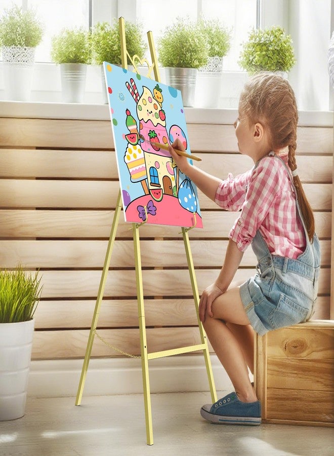Semoprus 55" Gold Easel Stand for Sign, Heavy Duty Display Easel with Adjustable Chain, Heart-Shaped Envelope Design Art Easel for Paintings, Wedding Sign, Posters, Mirrors, Artwork Etc - Image 3